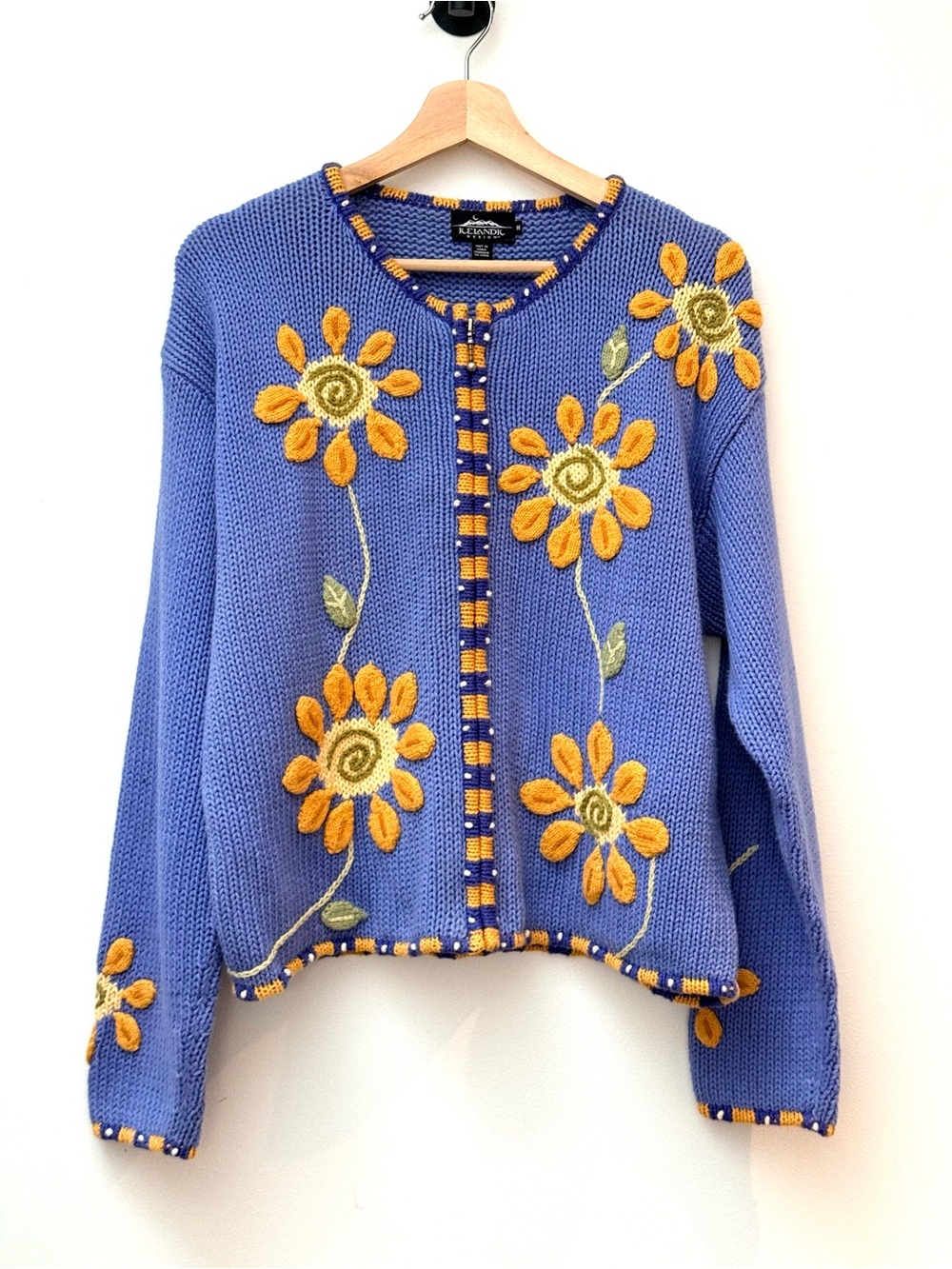 Icelandic Design Vintage Wool Blend Zip Up Cardigan Cottagecore Nordic Folk